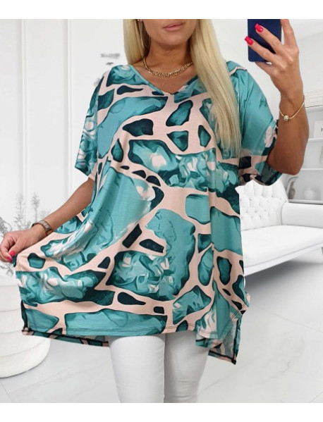 VEĽKÁ BLÚZKA PRE MOLETKY - OVERSIZE - ESMIRA   - vzorovaná - tyrkysová